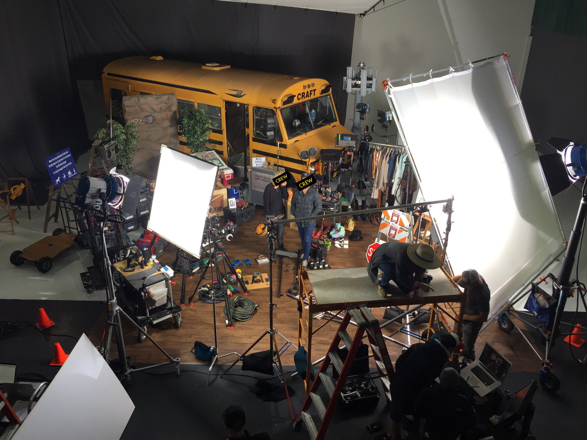 Behind the scenes on set
