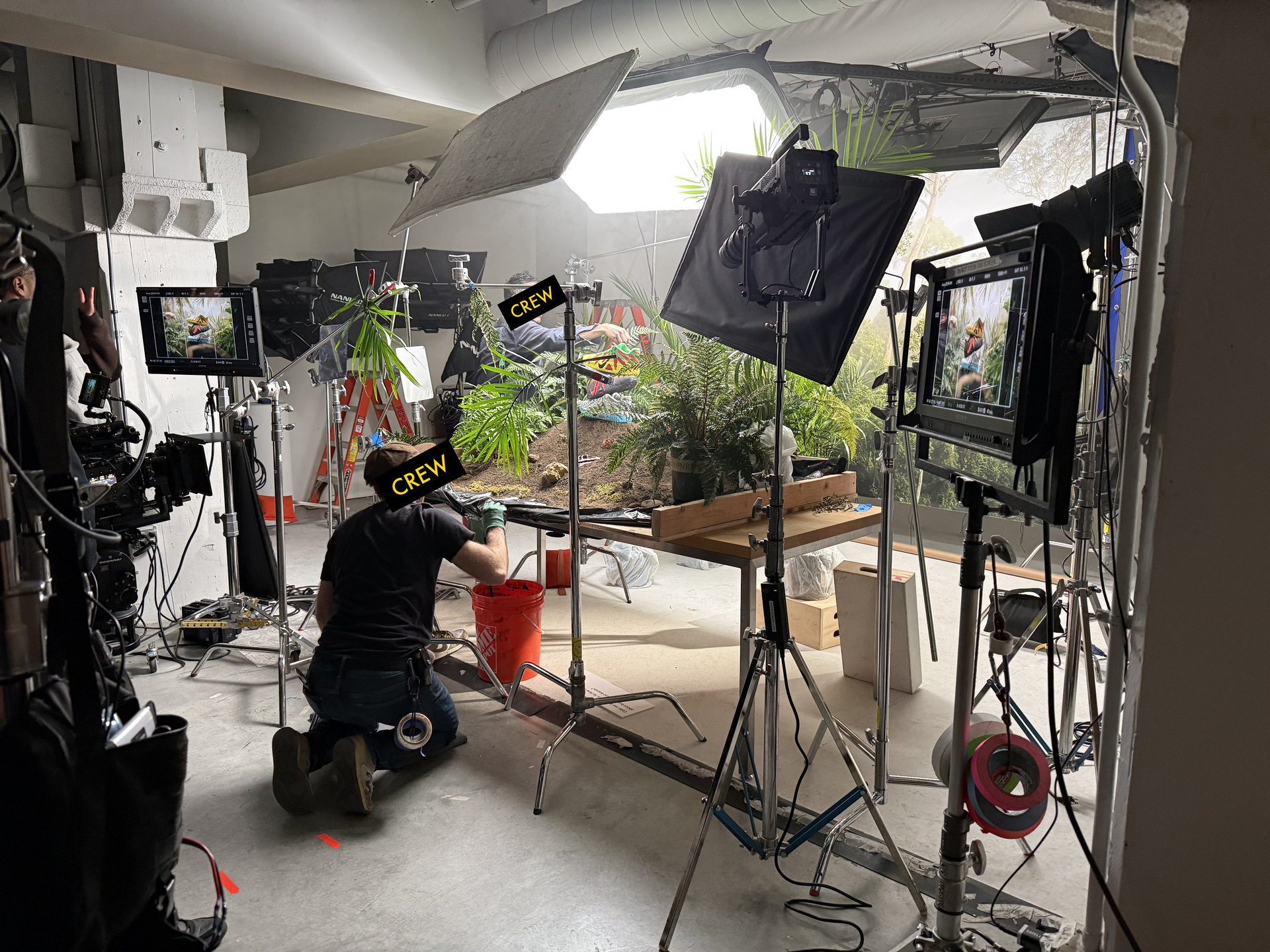 Behind the scenes on set